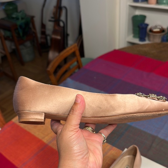 Manolo Blahnik Women's Nude satin hangisi flat size 41.5 - Picture 9 of 11